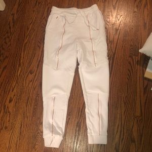 White sweatpants, gold zipper- never worn